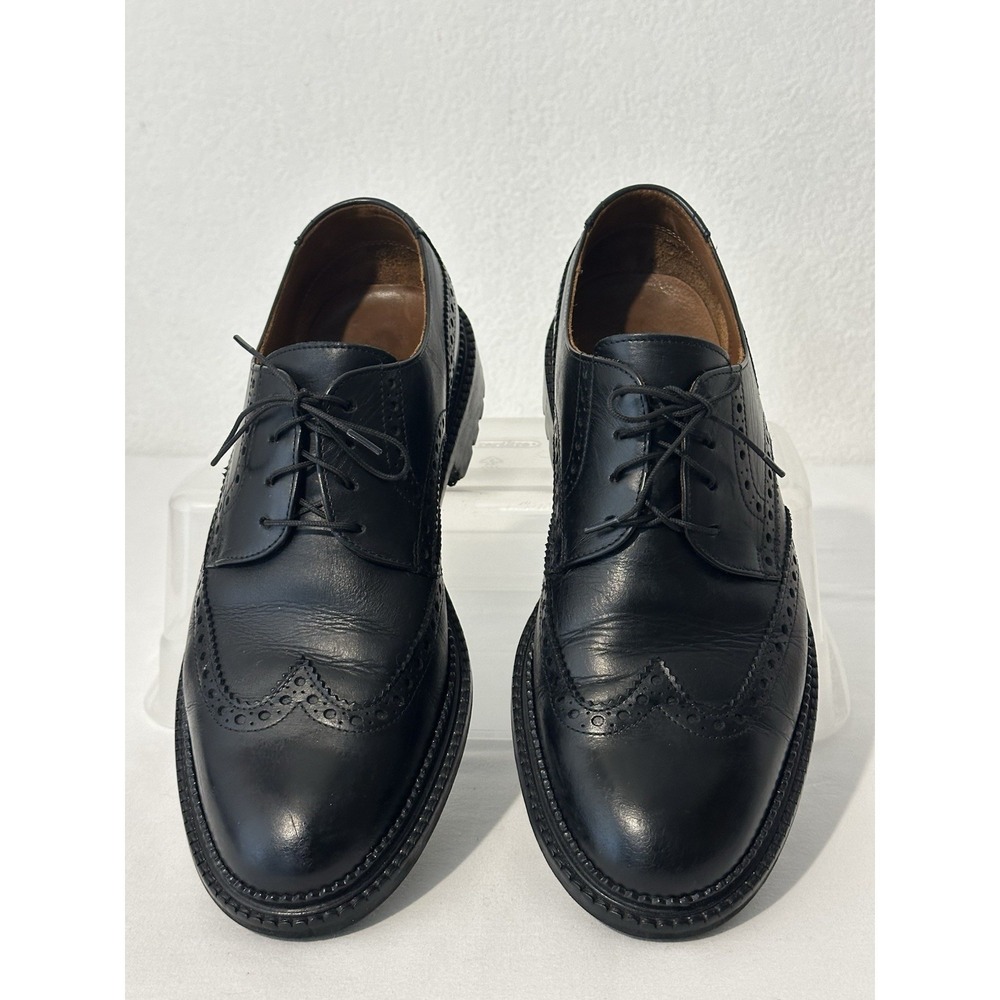 Aquatalia Weatherproof Black Leather Wingtip Derby Brogue Shoes Lug Sole Sz 10.5